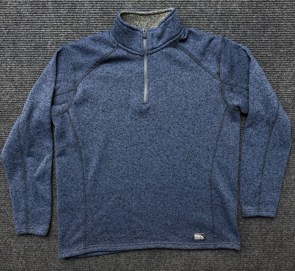 Eddie Bauer Mens XL Blue Heather Quarter Zip Sweater Fleece Pullover